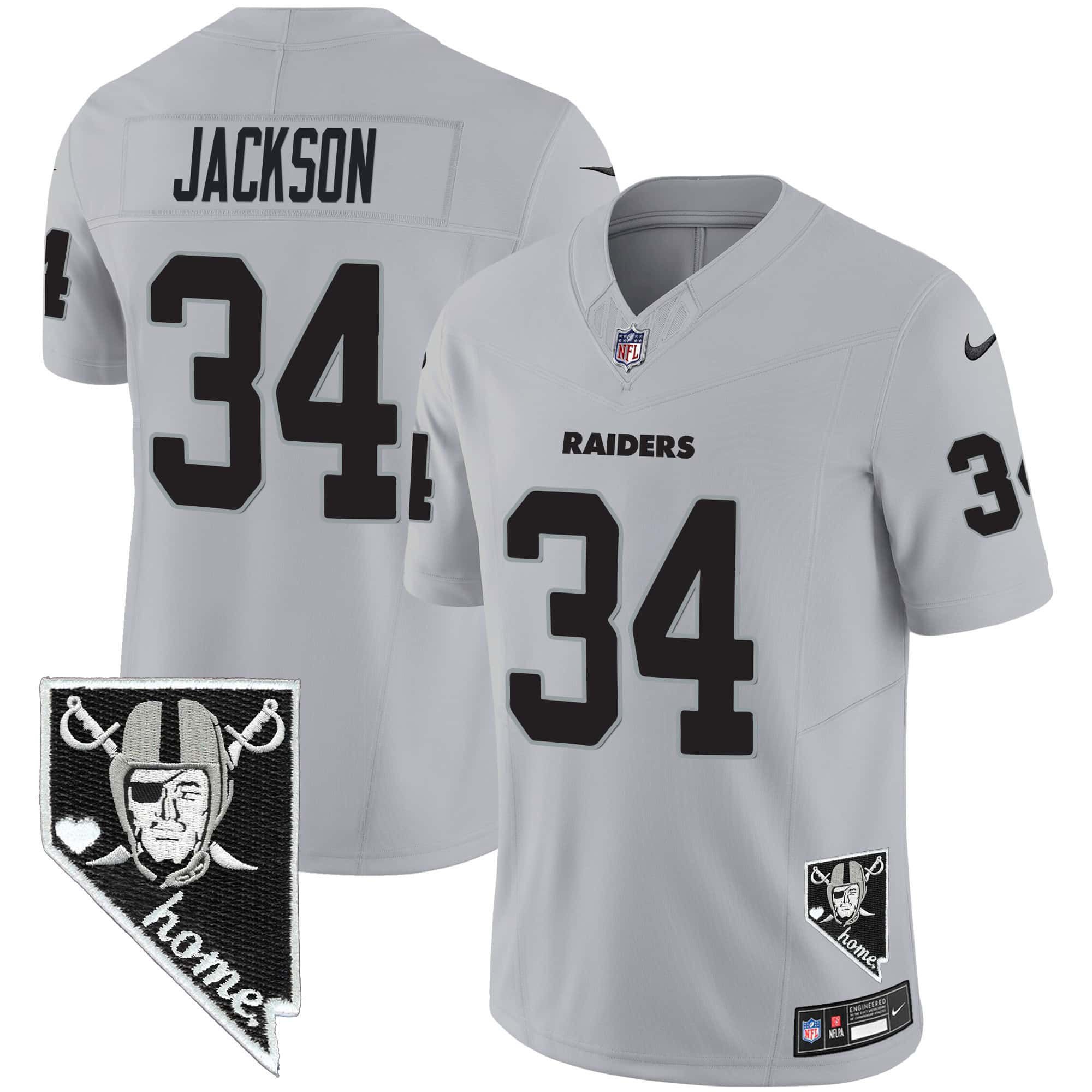 Men Oakland Raiders #34 Jackson Grey 2024 Nike Nevada Home Patch Vapor NFL Jersey->indianapolis colts->NFL Jersey